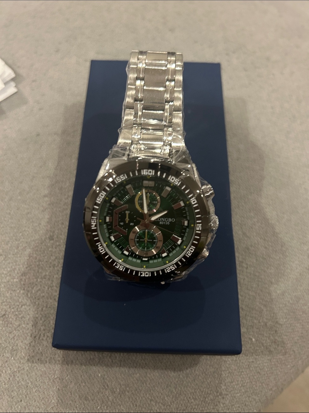 Stainless Steel Men's Watch with Green Dial - Unbranded